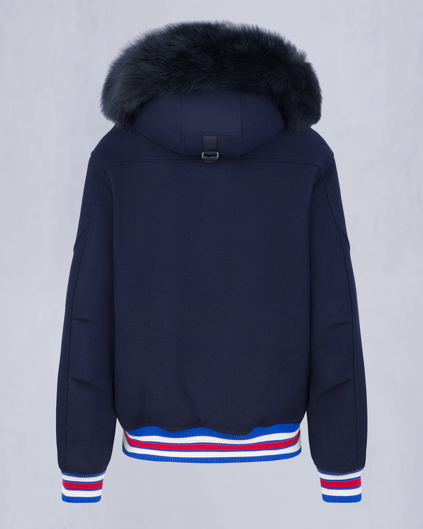 NHL X MOOSE KNUCKLES RANGERS BOMBER JACKET-NAVY/RED/BONE/BLACK