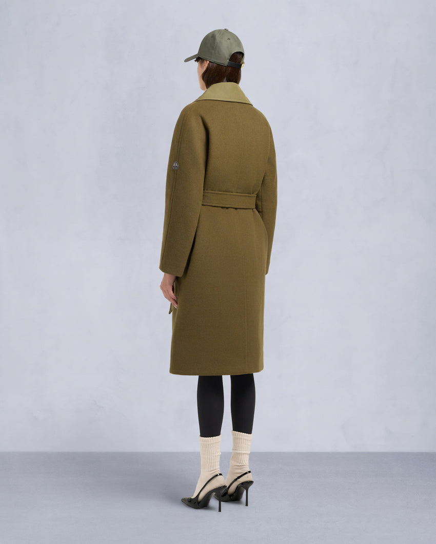 LAFLEUR WOOL LONG WRAP COAT-BLACK