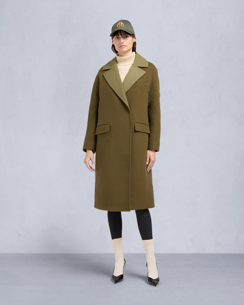 LAFLEUR WOOL LONG WRAP COAT-BLACK