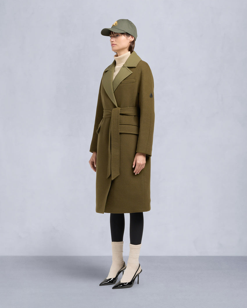 LAFLEUR WOOL LONG WRAP COAT-BLACK