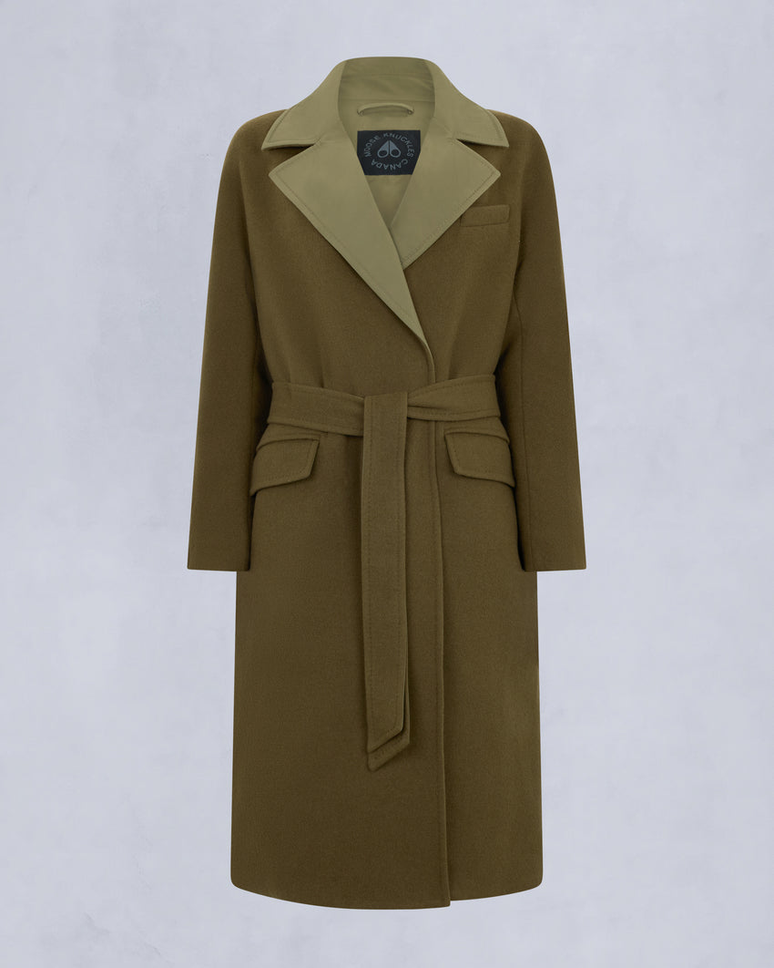 LAFLEUR WOOL LONG WRAP COAT-BLACK