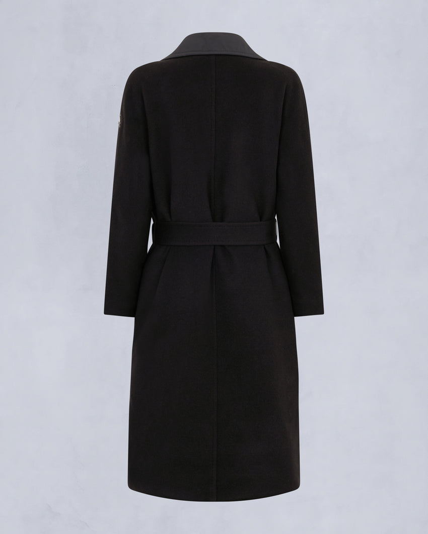 LAFLEUR WOOL LONG WRAP COAT-BLACK