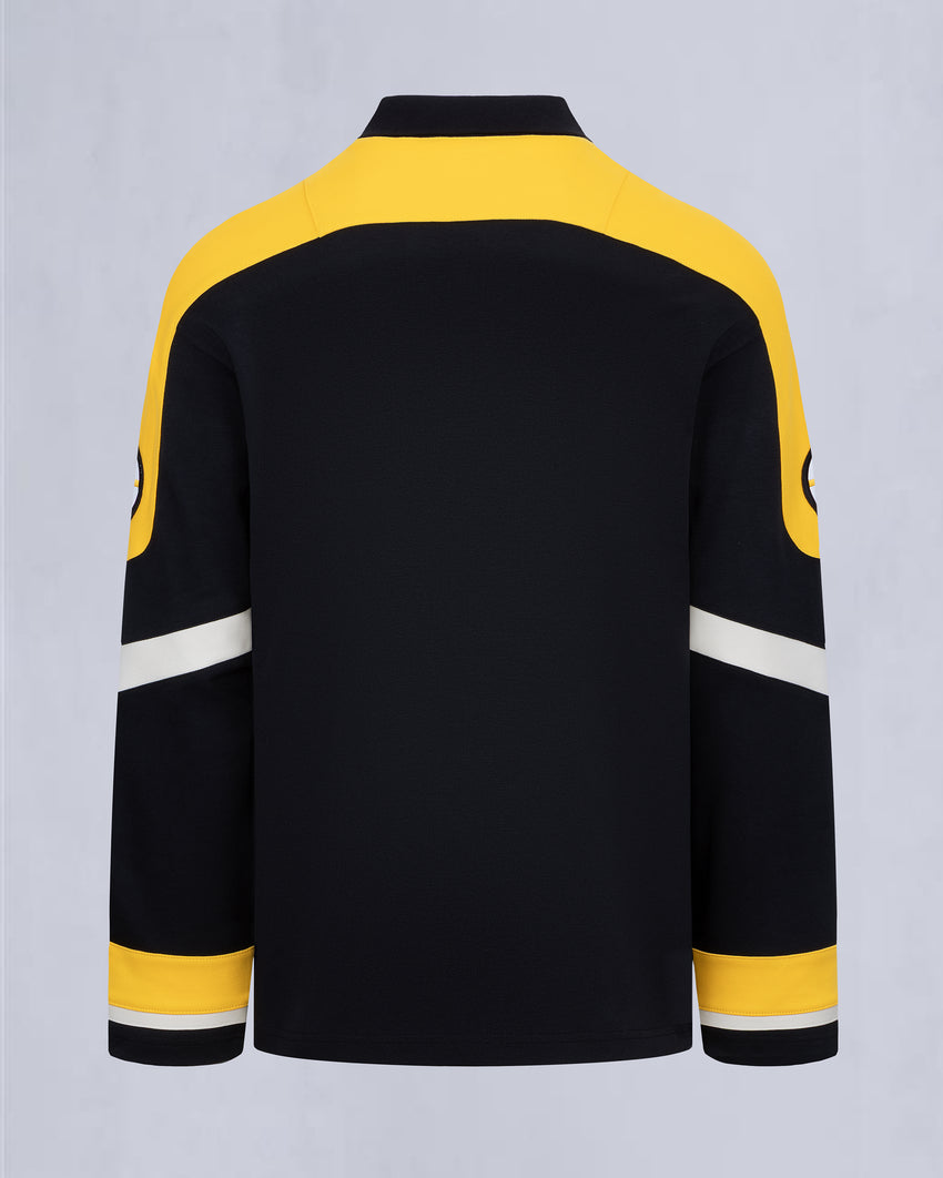 NHL X MOOSE KNUCKLES BRUINS POLO-BLACK/YELLOW/BONE
