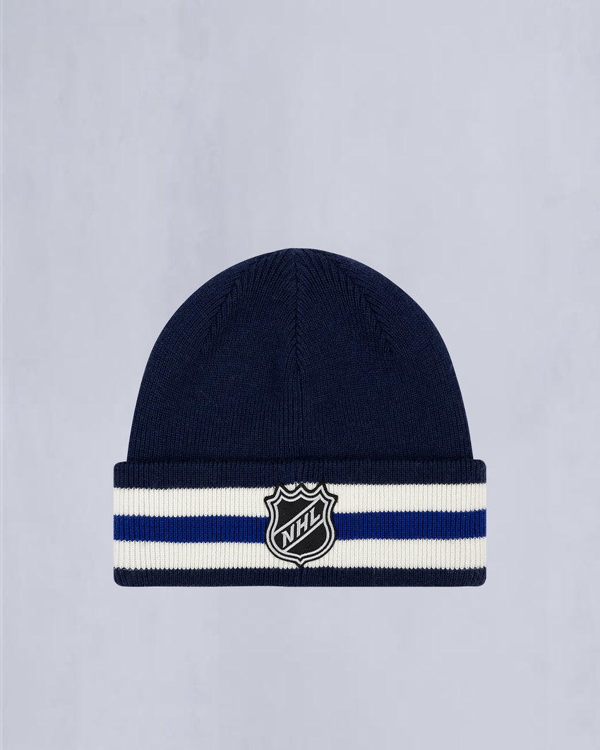 NHL X MOOSE KNUCKLES MAPLE LEAFS BEANIE-NAVY/MAPLE LEAF BLUE/BONE