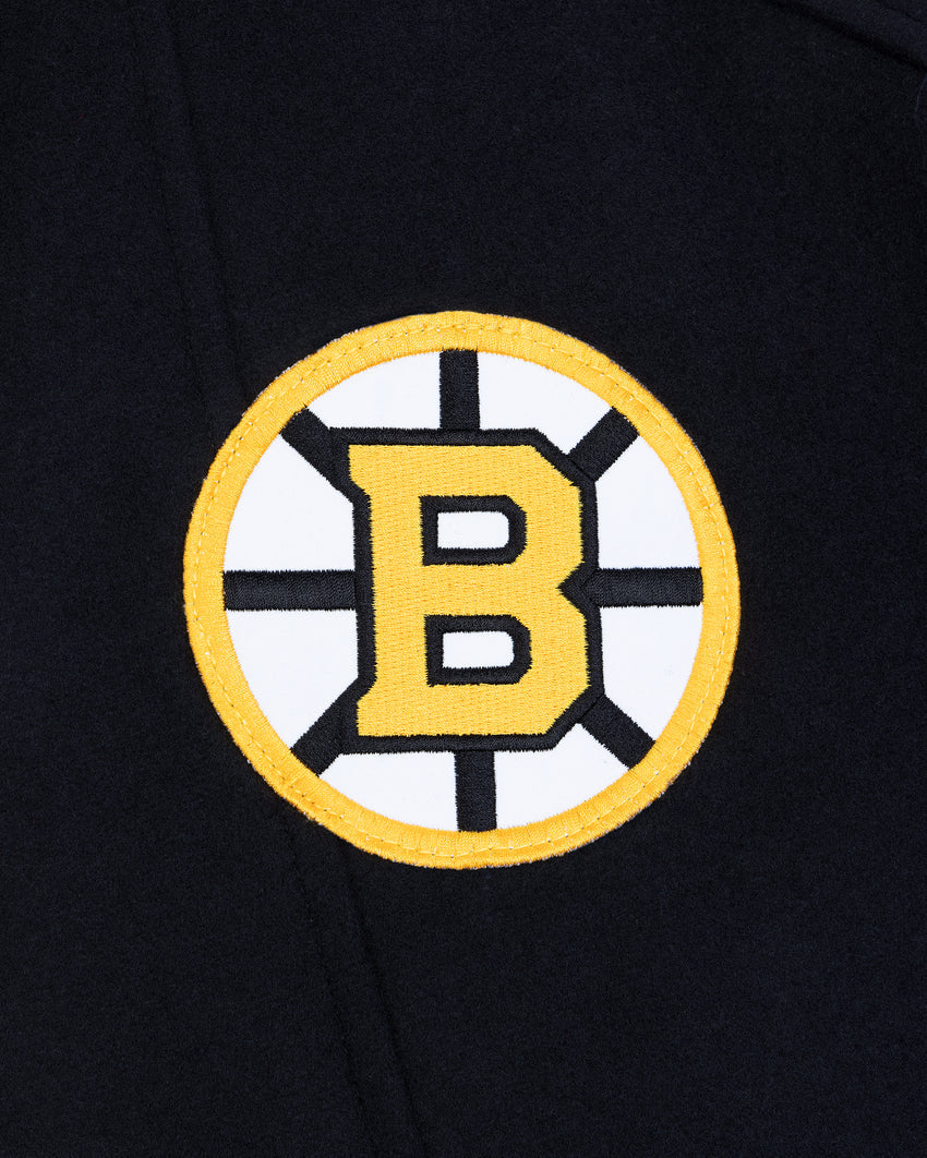 NHL X MOOSE KNUCKLES BRUINS BOMBER JACKET-BLACK/BONE/BONE