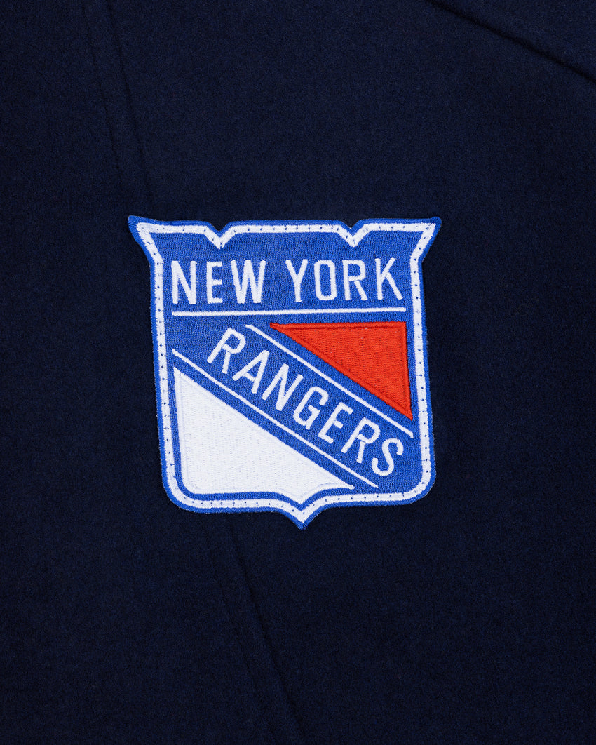 NHL X MOOSE KNUCKLES RANGERS BOMBER JACKET-NAVY/RED/BONE/BLACK