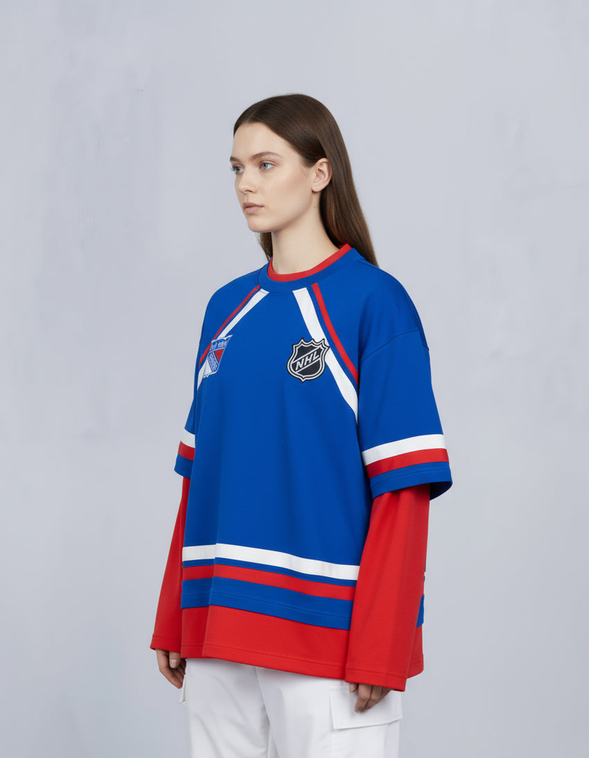 NHL X MOOSE KNUCKLES RANGERS TEE-RANGERS BLUE/RED/BONE