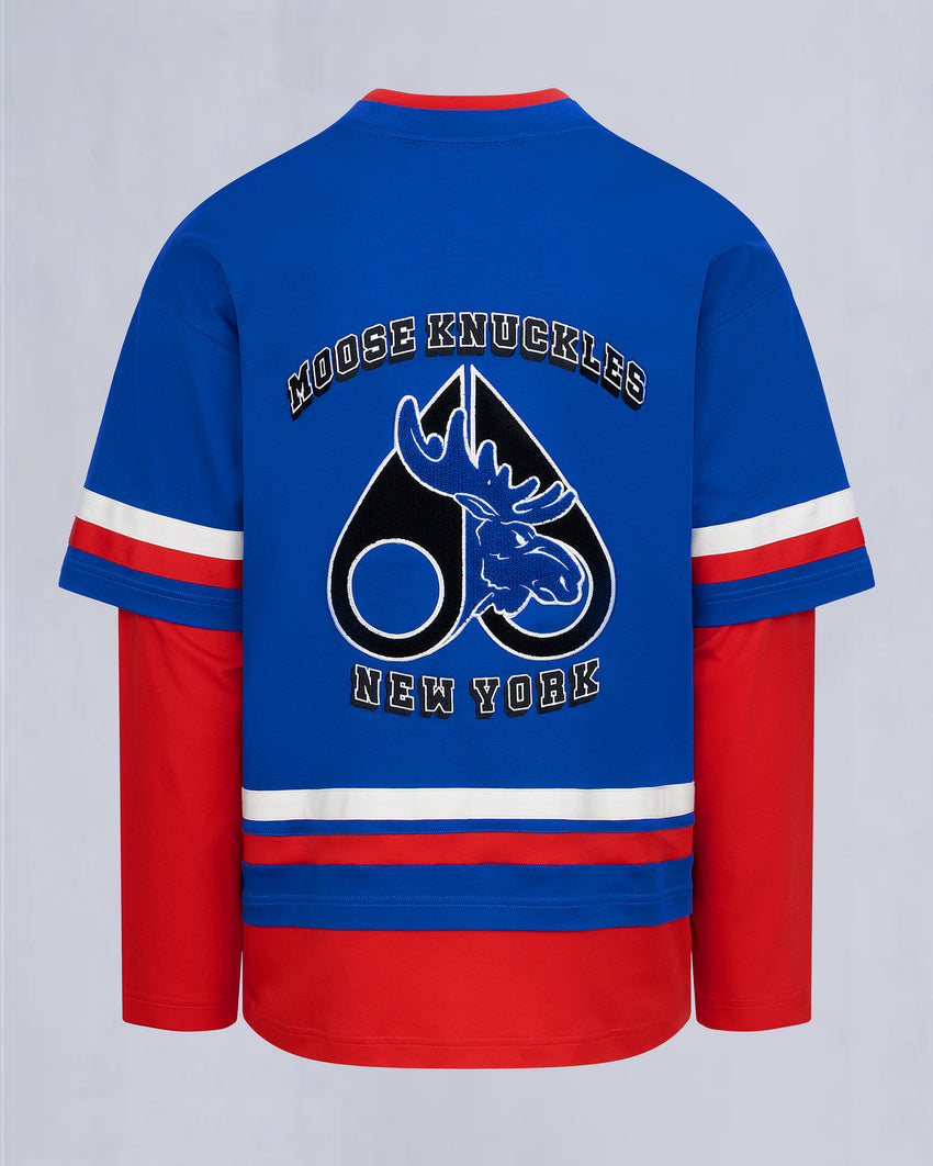 NHL X MOOSE KNUCKLES RANGERS TEE-RANGERS BLUE/RED/BONE