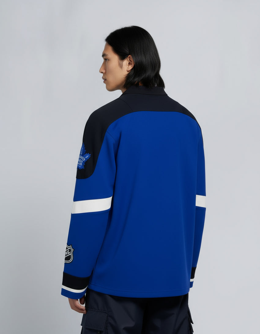NHL X MOOSE KNUCKLES MAPLE LEAFS POLO-BLUE/BLACK/BONE