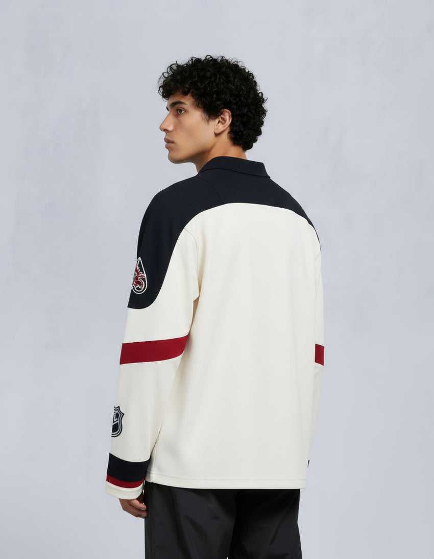 NHL X MOOSE KNUCKLES TEAM POLO-BLACK/SUMAC/BONE