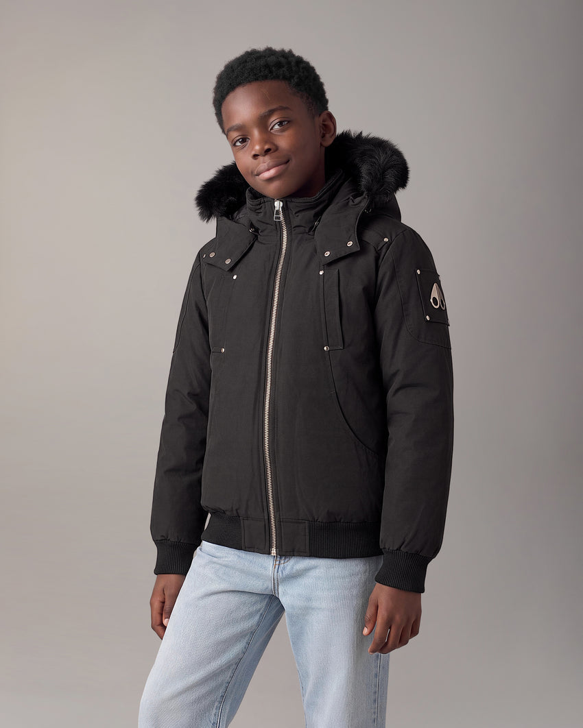 KIDS UNISEX ORIGINAL SHEARLING TRIM BOMBER -NAVY/BLACK