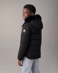 KIDS  UNISEX ORIGINAL GOLD SERIES SHEARLING TRIM 3Q JACKET-BLACK/BLACK