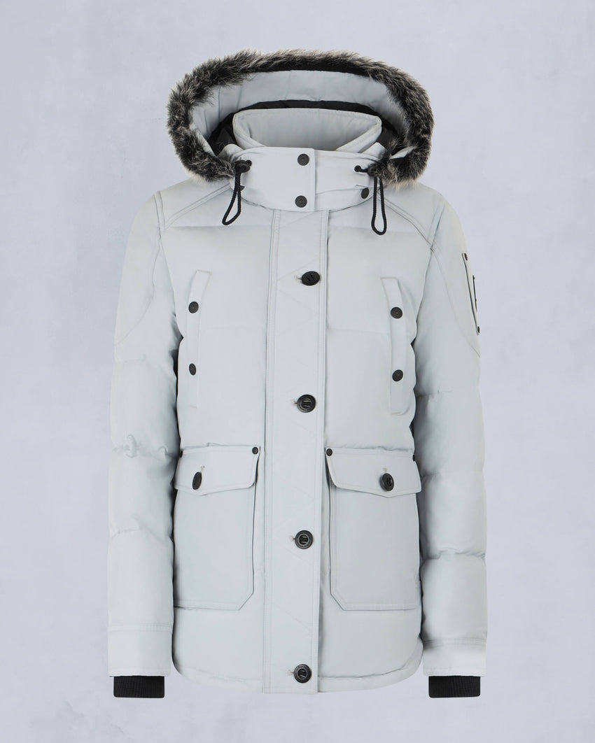 ONYX ANGUILLE SHEARLING TRIM JACKET-GREY BIRCH/ICE