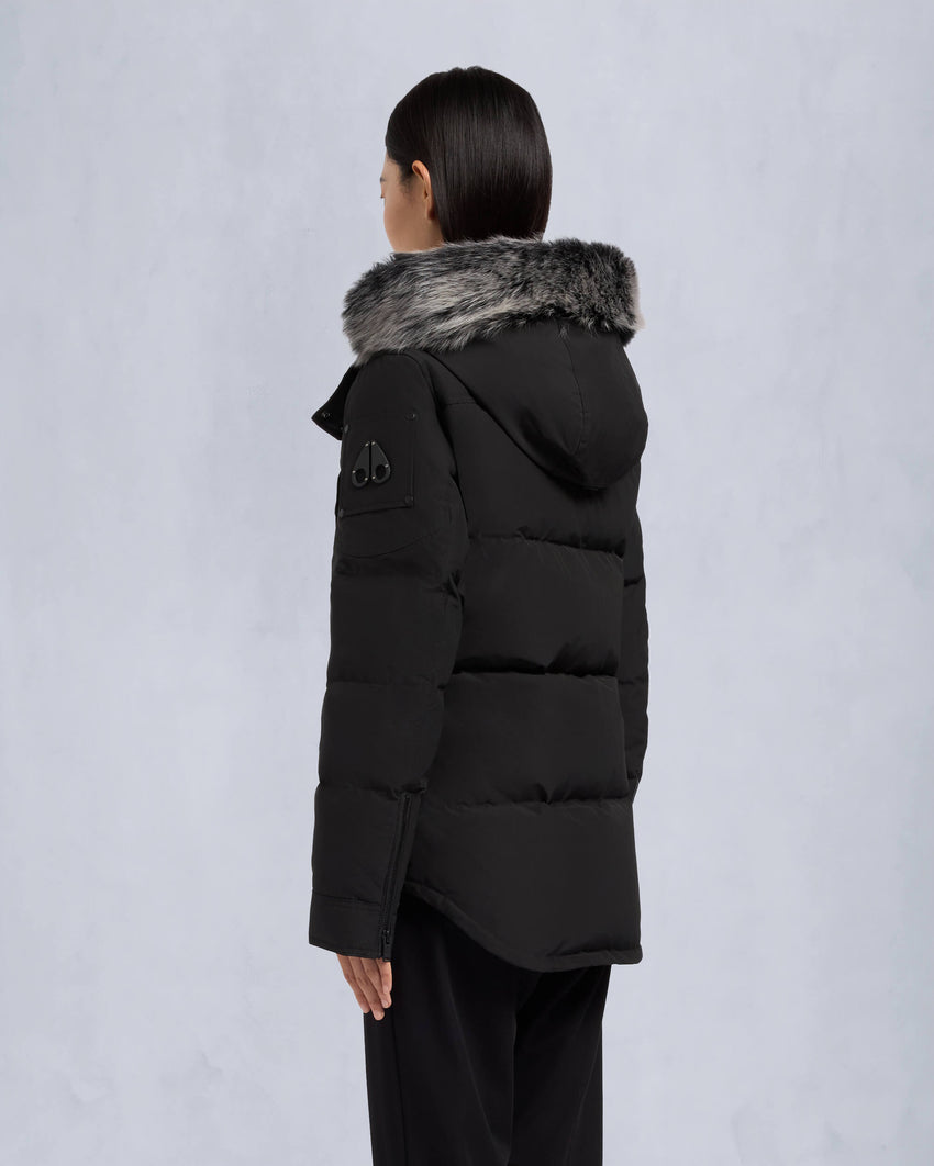 ONYX ANGUILLE SHEARLING TRIM JACKET-GREY BIRCH/ICE