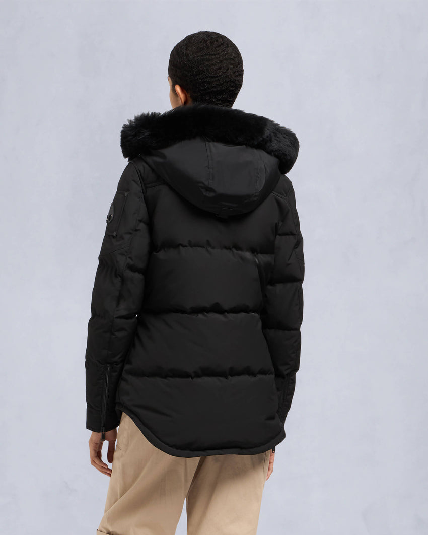ONYX ANGUILLE SHEARLING TRIM JACKET-GREY BIRCH/ICE