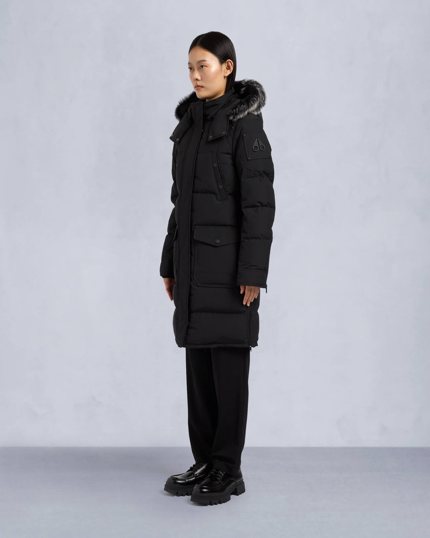 ONYX SHEARLING TRIM CAUSAPSCAL PARKA-BLACK/ICE