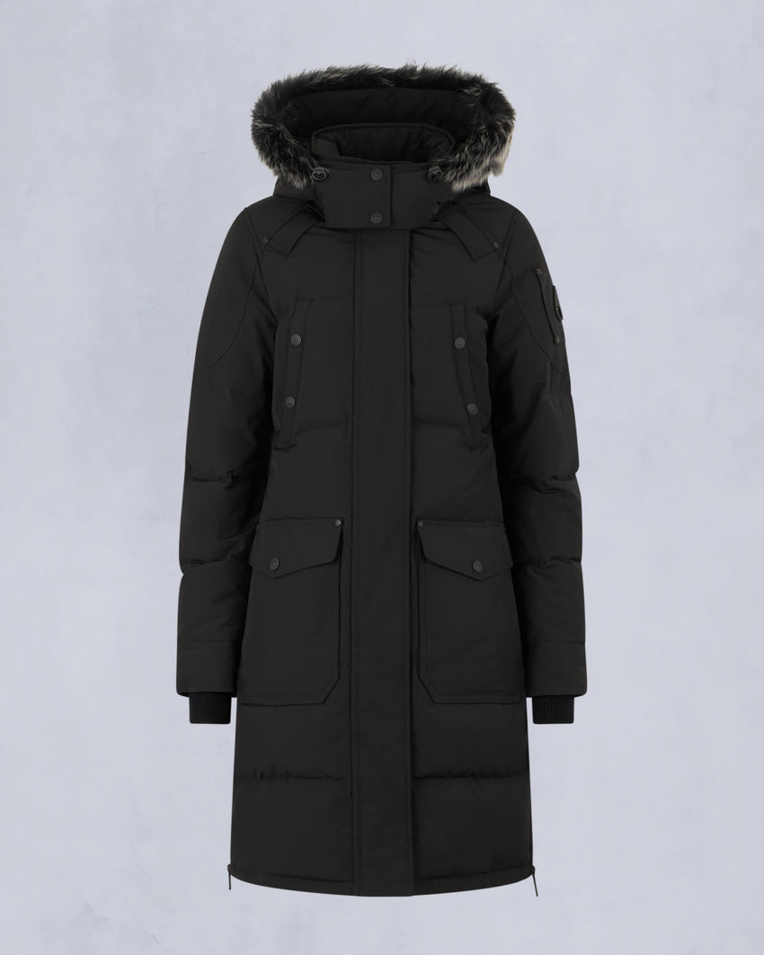 ONYX SHEARLING TRIM CAUSAPSCAL PARKA-BLACK/ICE