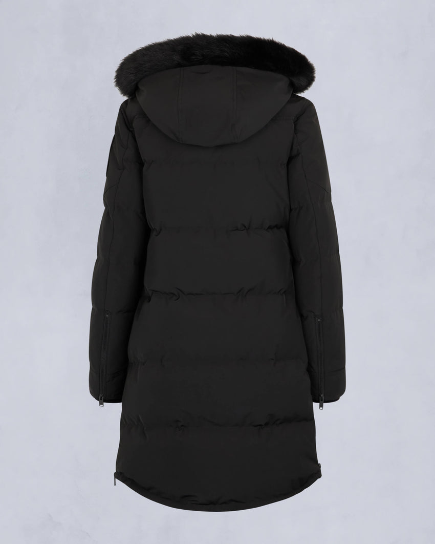ONYX SHEARLING TRIM CAUSAPSCAL PARKA-BLACK/ICE