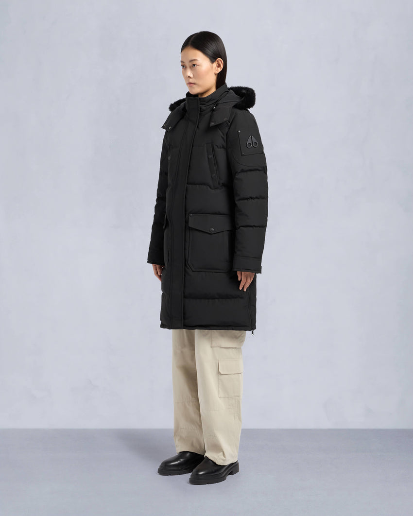ONYX SHEARLING TRIM CAUSAPSCAL PARKA-BLACK/ICE