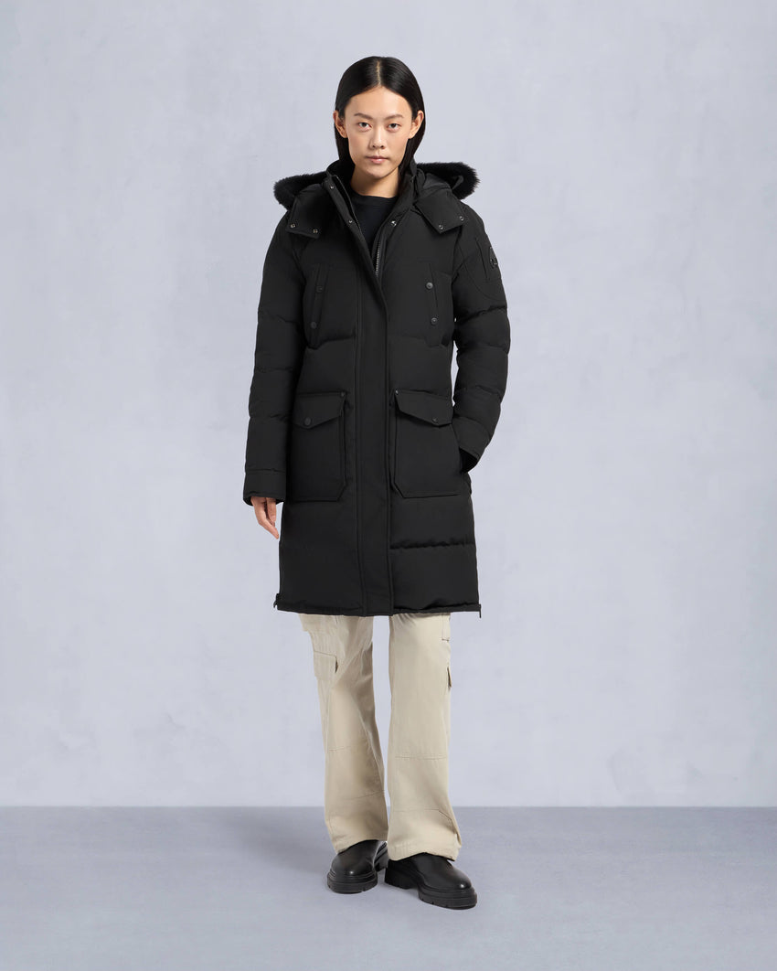 ONYX SHEARLING TRIM CAUSAPSCAL PARKA-BLACK/ICE