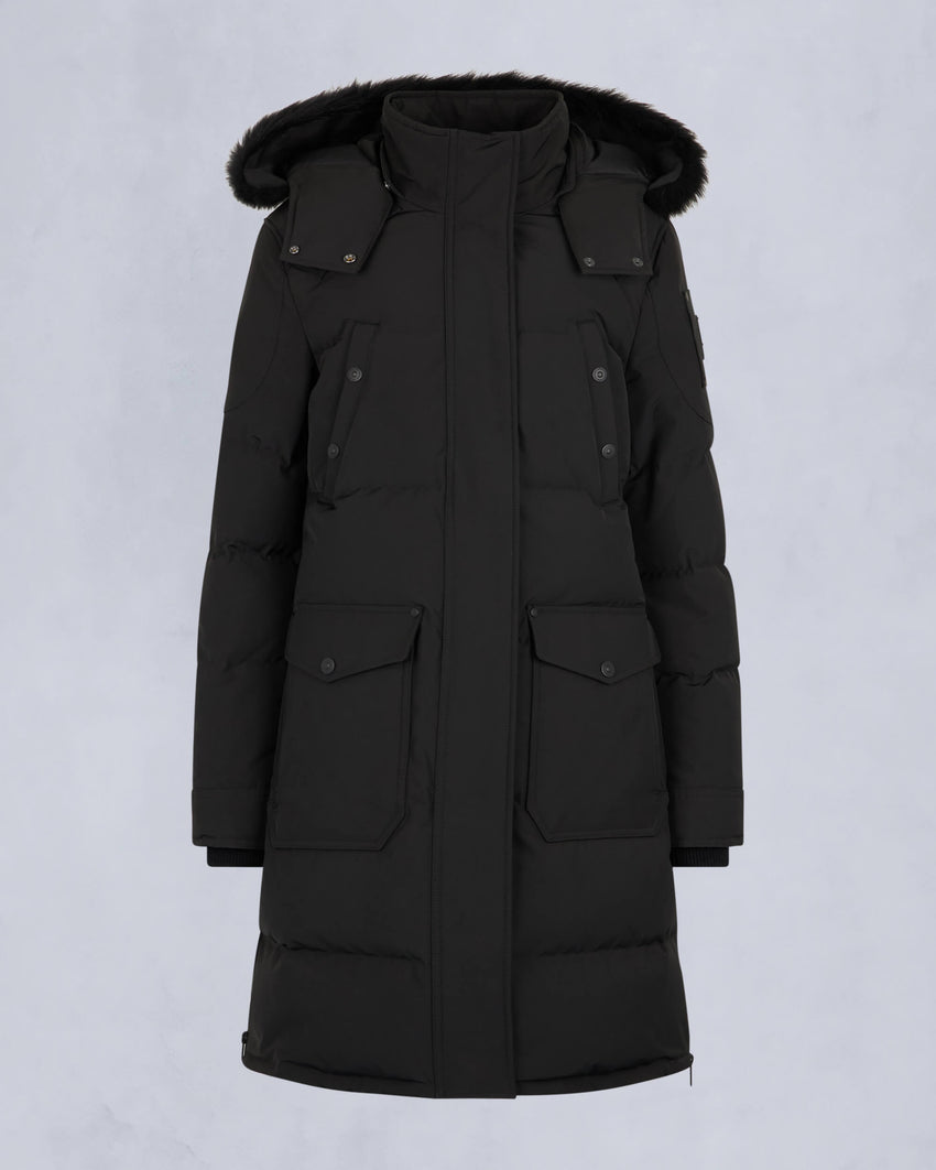 ONYX SHEARLING TRIM CAUSAPSCAL PARKA-BLACK/ICE