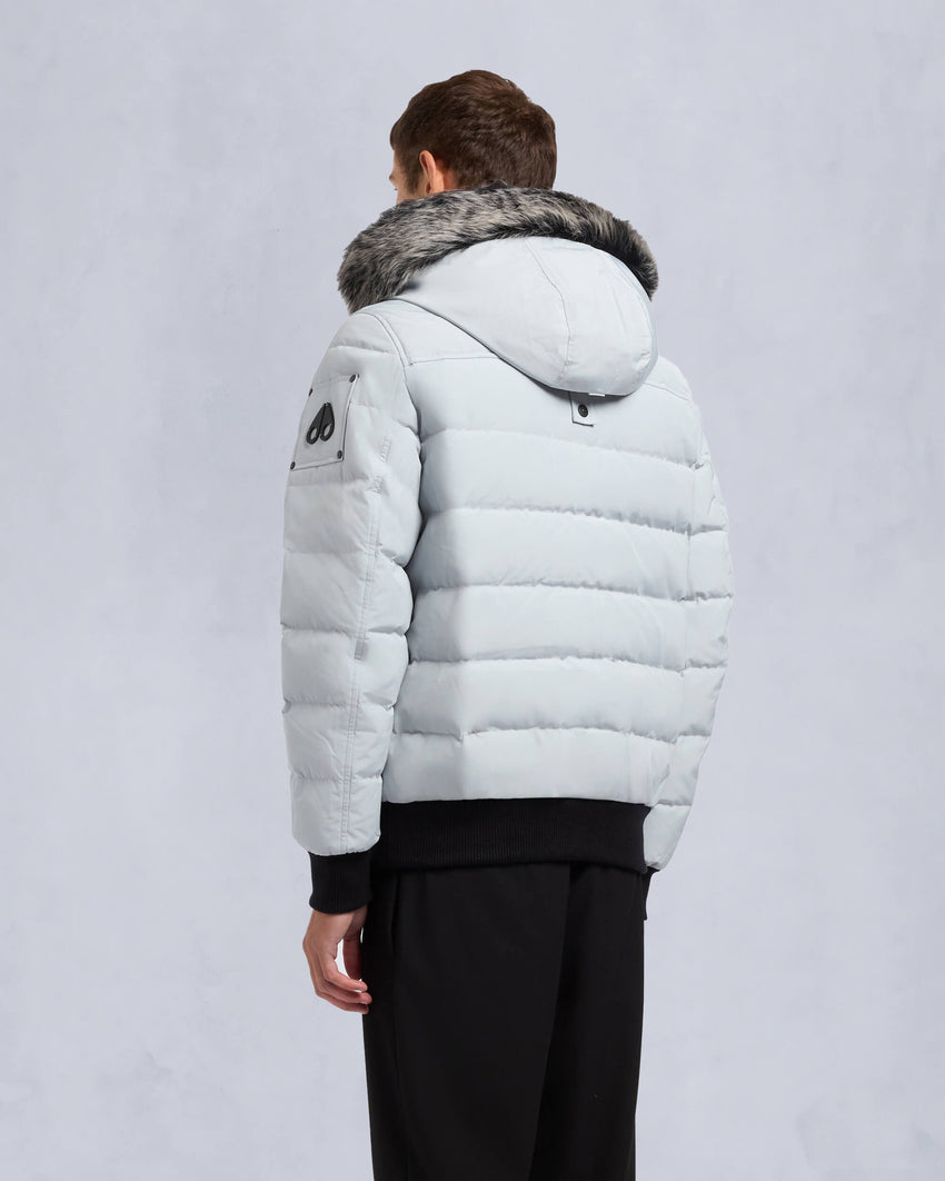 ONYX SCOTCHTOWN SHEARLING TRIM BOMBER JACKET-BLACK/ICE