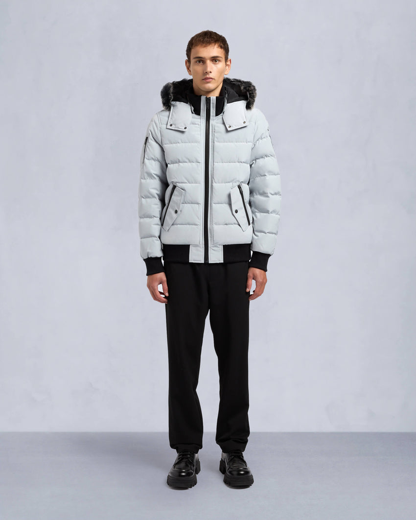 ONYX SCOTCHTOWN SHEARLING TRIM BOMBER JACKET-BLACK/ICE
