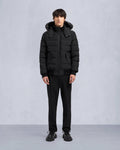ONYX SCOTCHTOWN SHEARLING TRIM BOMBER JACKET-BLACK/ICE