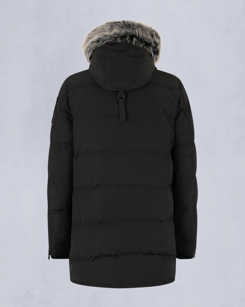 ONYX SHEARLING TRIM BIG RIDGE PARKA-BLACK/ICE