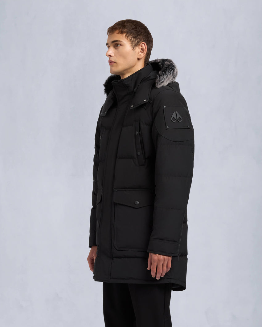 ONYX SHEARLING TRIM BIG RIDGE PARKA-BLACK/ICE