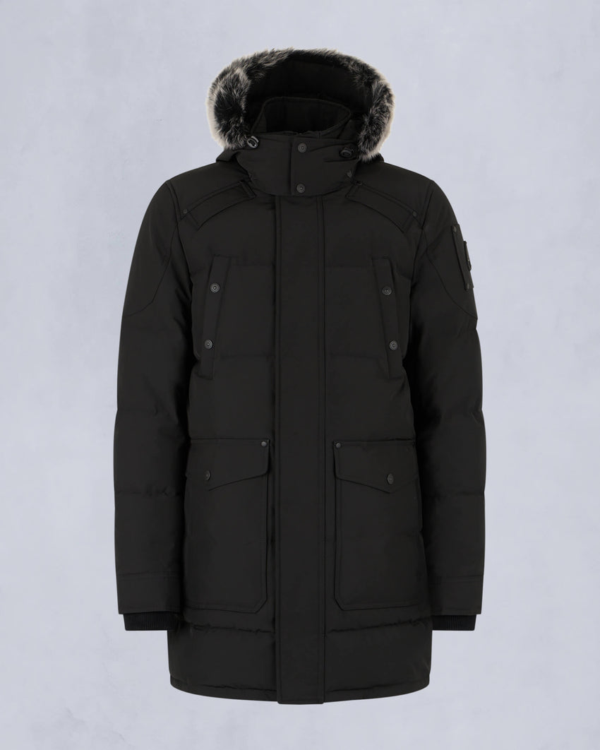 ONYX SHEARLING TRIM BIG RIDGE PARKA-BLACK/ICE