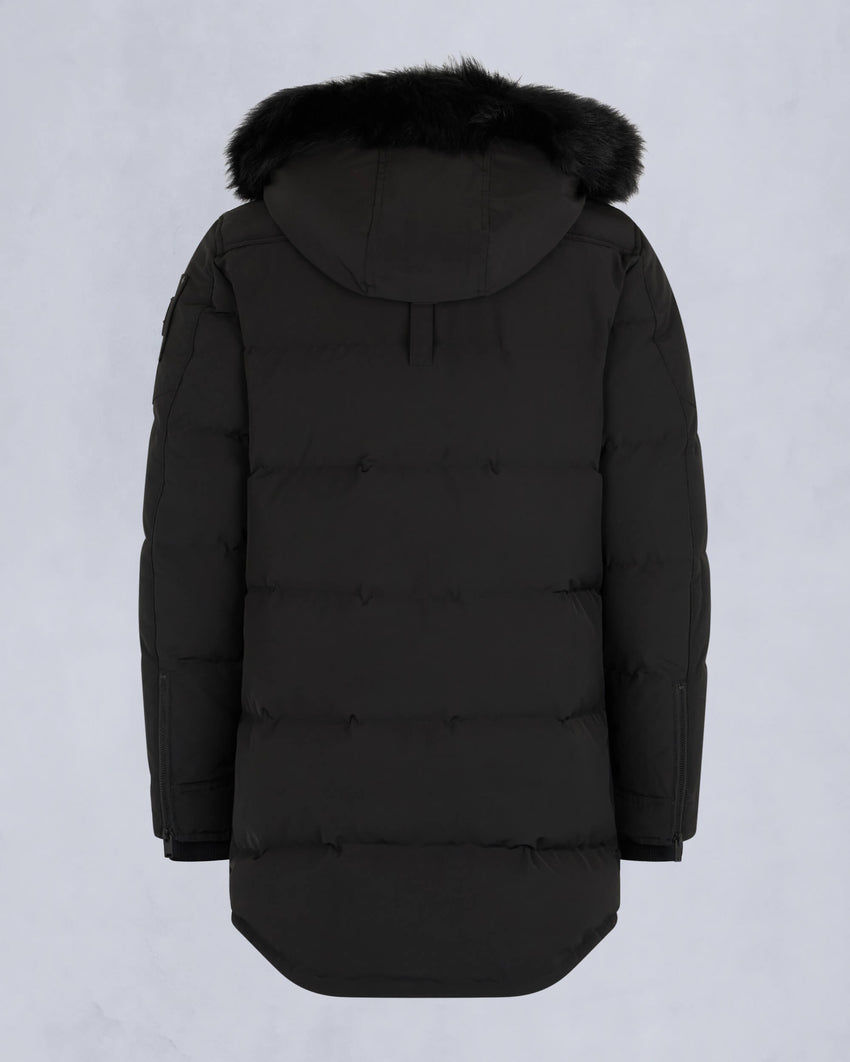 ONYX SHEARLING TRIM BIG RIDGE PARKA-BLACK/ICE