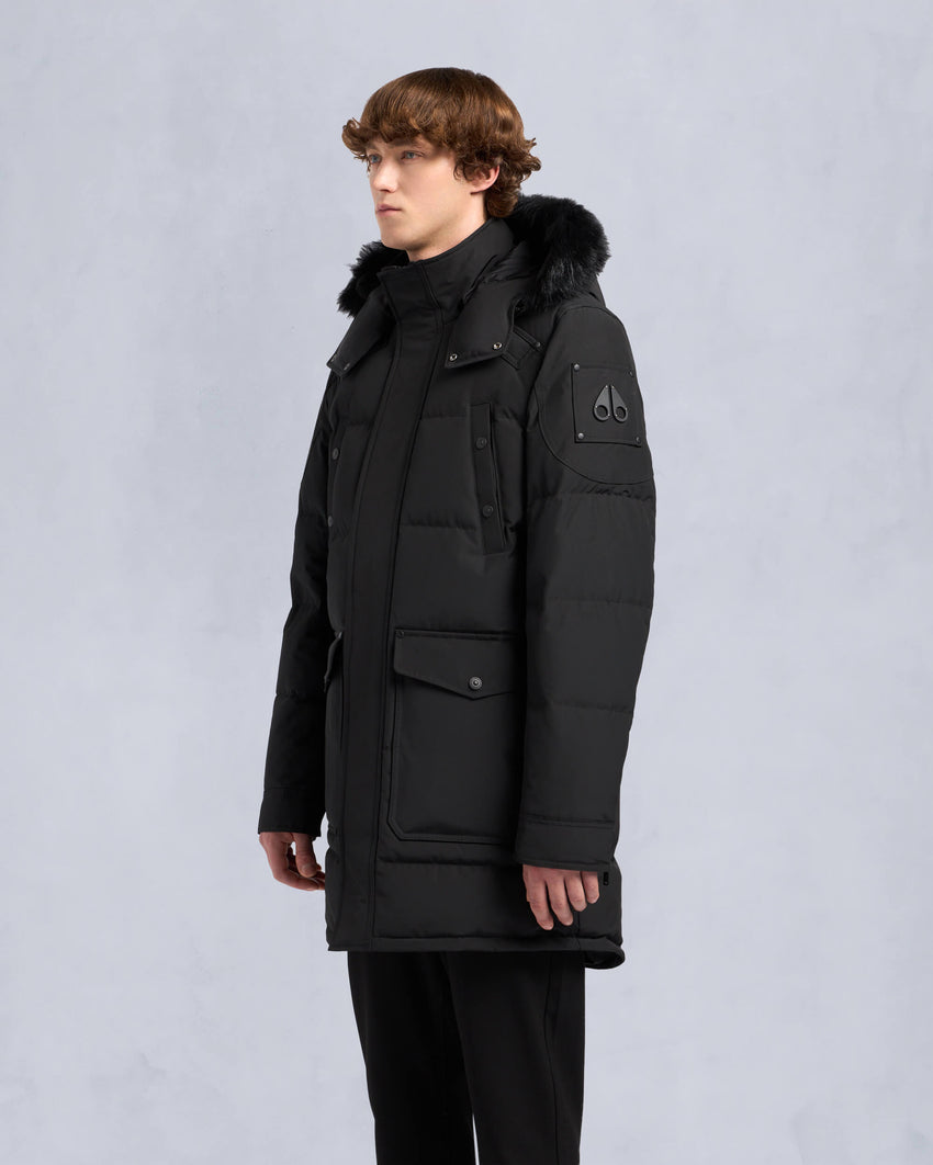 ONYX SHEARLING TRIM BIG RIDGE PARKA-BLACK/ICE