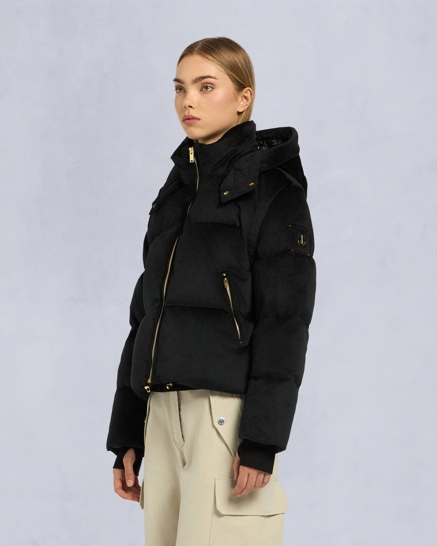GOLD SERIES MISTI VELOUR PUFFER-BLACK