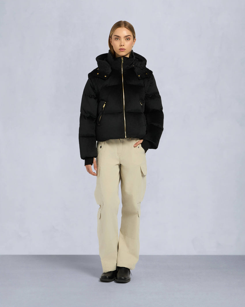 GOLD SERIES MISTI VELOUR PUFFER-BLACK