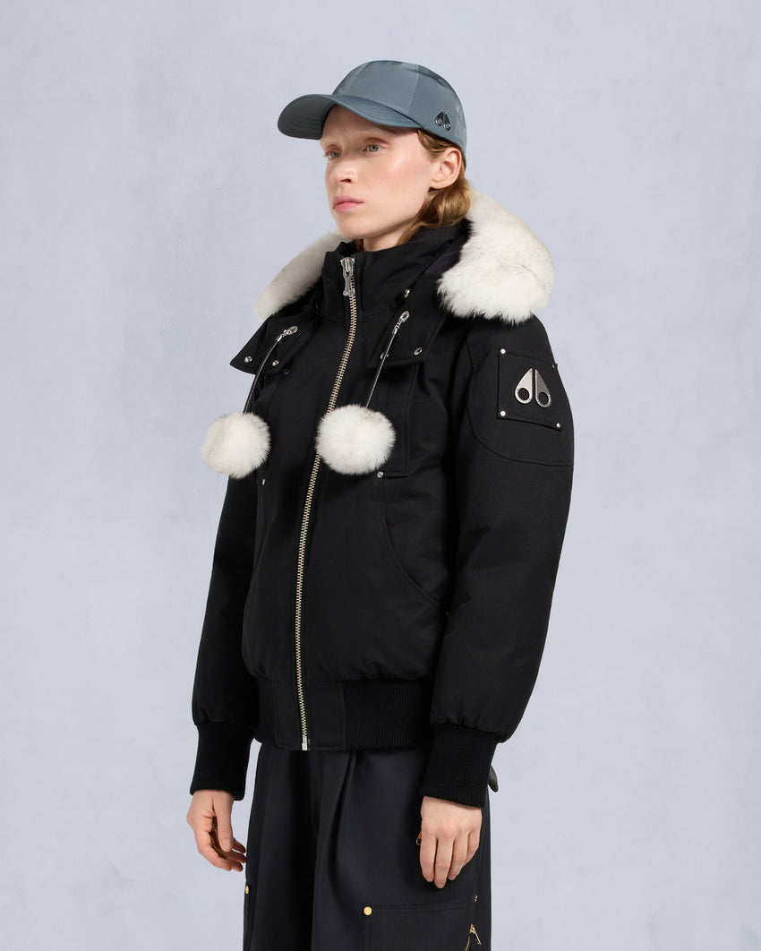 ORIGINAL DEBBIE SHEARLING TRIM BOMBER JACKET-OXYGEN