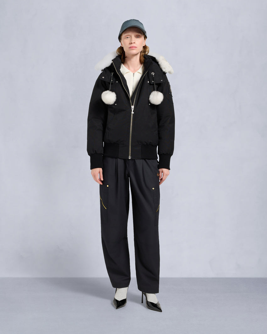 ORIGINAL DEBBIE SHEARLING TRIM BOMBER JACKET-OXYGEN