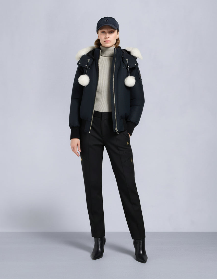 ORIGINAL DEBBIE SHEARLING TRIM BOMBER JACKET-OXYGEN