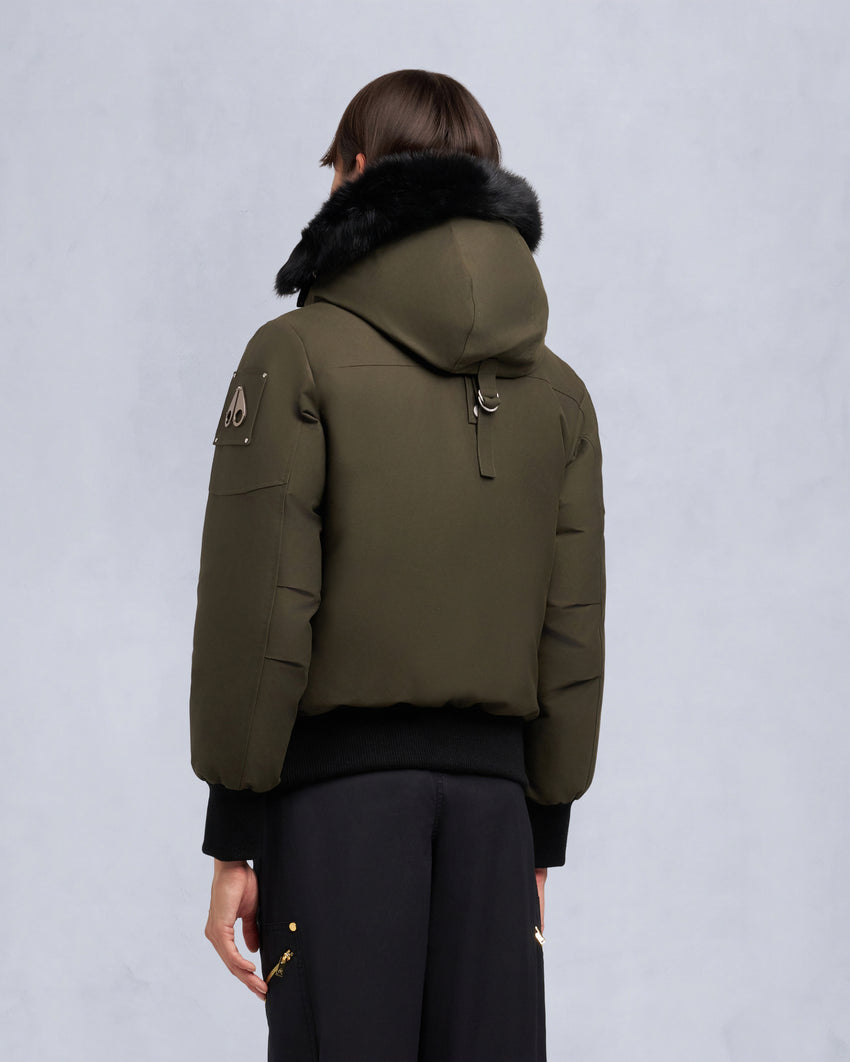 ORIGINAL DEBBIE SHEARLING TRIM BOMBER JACKET-OXYGEN