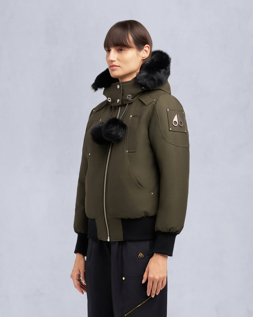 ORIGINAL DEBBIE SHEARLING TRIM BOMBER JACKET-OXYGEN
