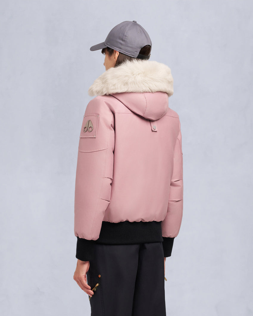 ORIGINAL DEBBIE SHEARLING TRIM BOMBER JACKET-OXYGEN