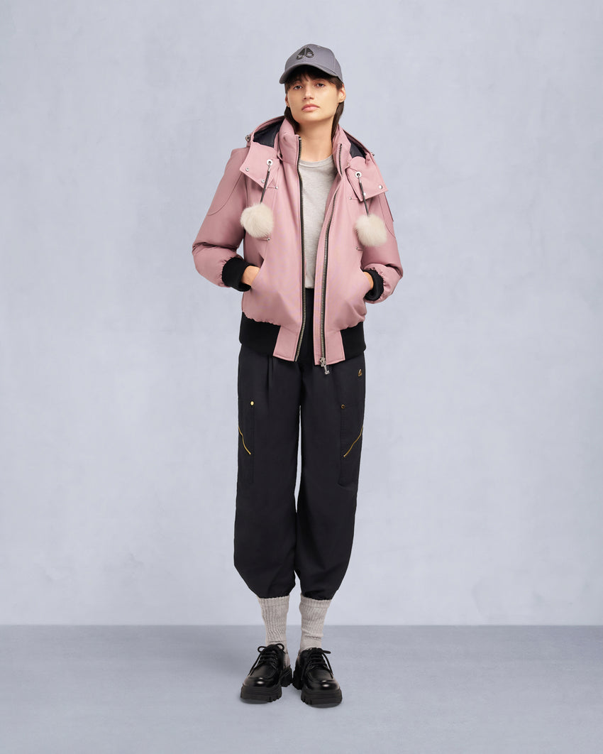 ORIGINAL DEBBIE SHEARLING TRIM BOMBER JACKET-OXYGEN