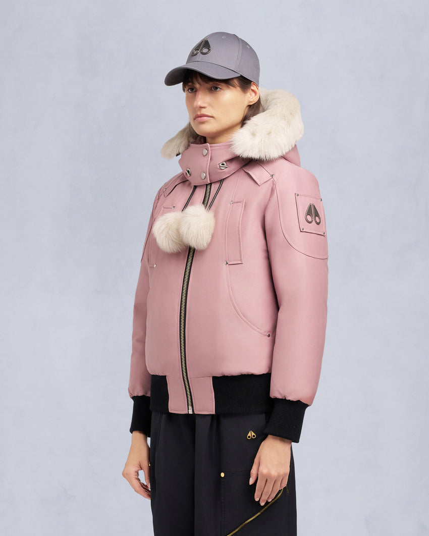 ORIGINAL DEBBIE SHEARLING TRIM BOMBER JACKET-OXYGEN