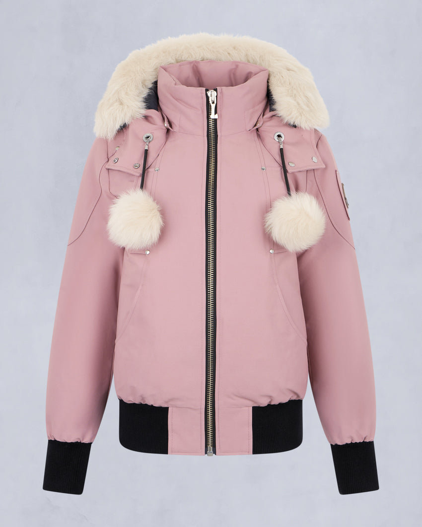 ORIGINAL DEBBIE SHEARLING TRIM BOMBER JACKET-OXYGEN