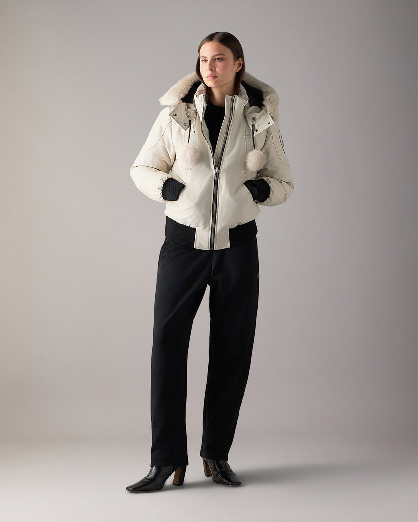 ORIGINAL DEBBIE SHEARLING TRIM BOMBER JACKET-OXYGEN