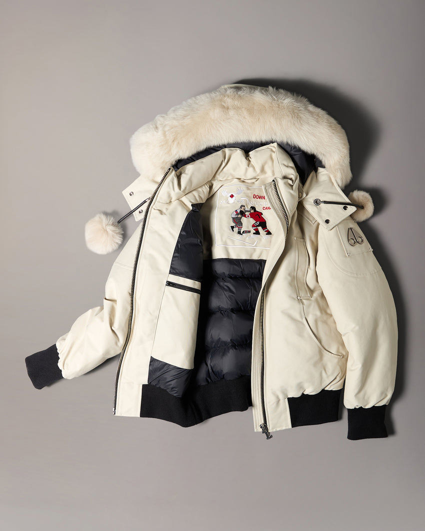 ORIGINAL DEBBIE SHEARLING TRIM BOMBER JACKET-OXYGEN