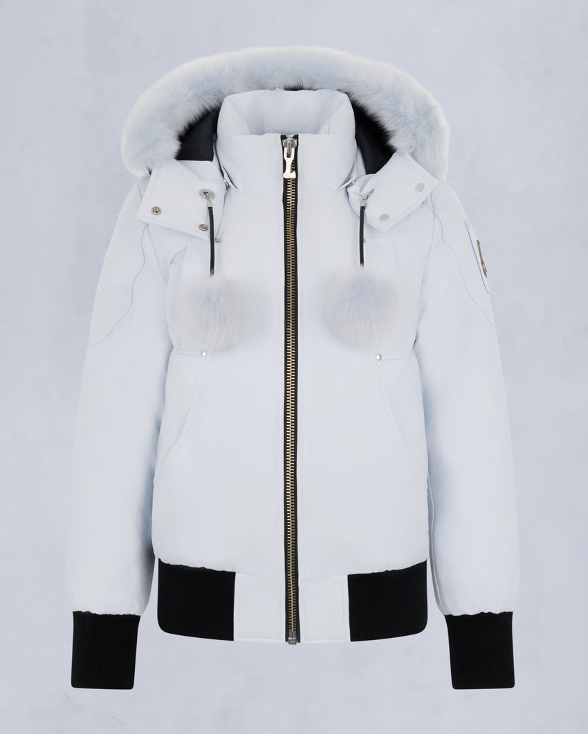 ORIGINAL DEBBIE SHEARLING TRIM BOMBER JACKET-OXYGEN