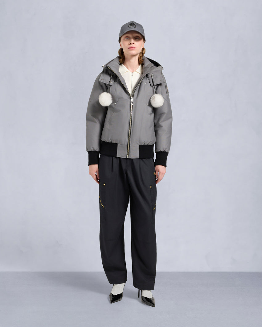ORIGINAL DEBBIE SHEARLING TRIM BOMBER JACKET-OXYGEN