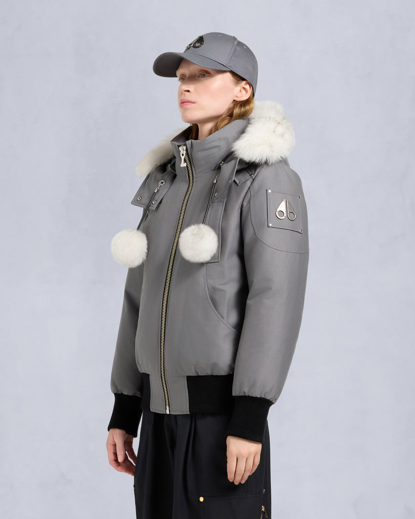 ORIGINAL DEBBIE SHEARLING TRIM BOMBER JACKET-OXYGEN