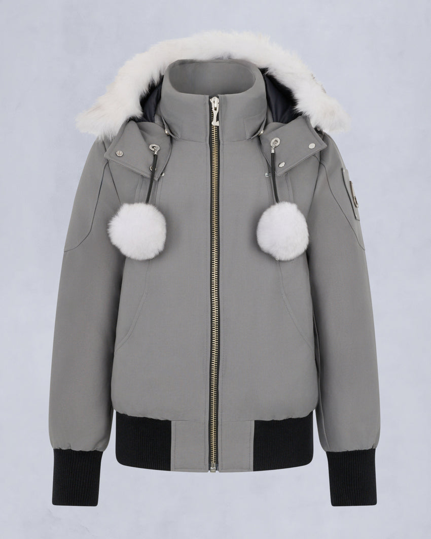 ORIGINAL DEBBIE SHEARLING TRIM BOMBER JACKET-OXYGEN